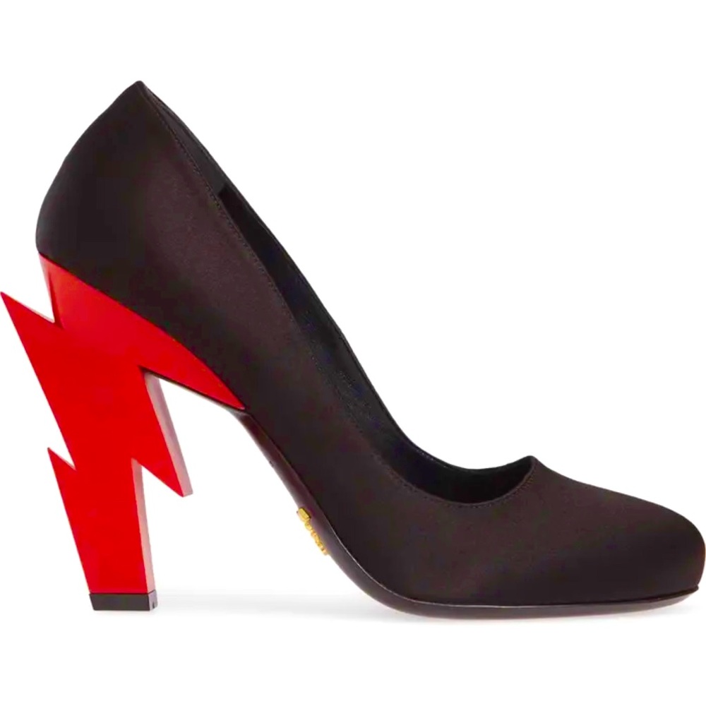 Prada Lightning Bolt Satin Pumps - 39